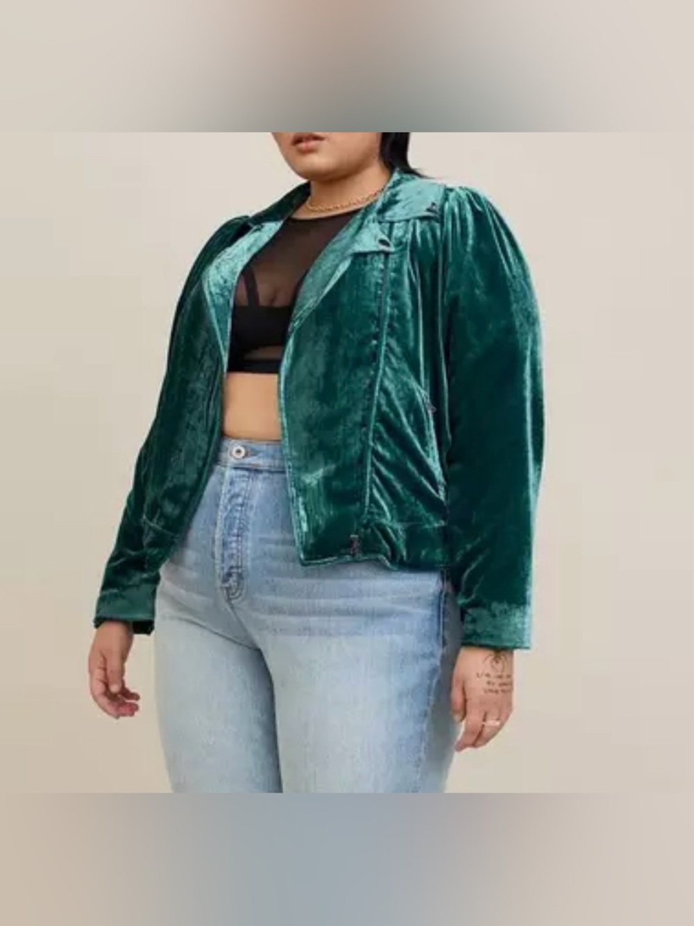 Torrid Velvet Moto Jacket Womens 1 1X Emerald Glam Stretch Asymmetric Zip